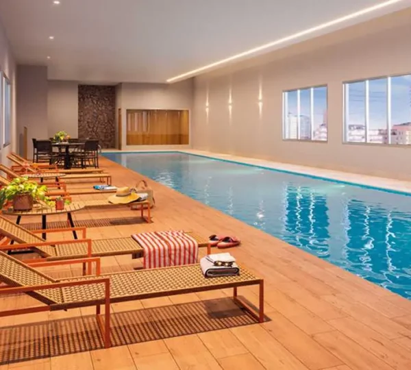 Piscina coberta, aquecida e com raia de 25m